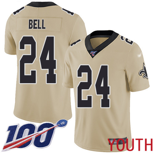 New Orleans Saints Limited Gold Youth Vonn Bell Jersey NFL Football 24 100th Season Inverted Legend Jersey